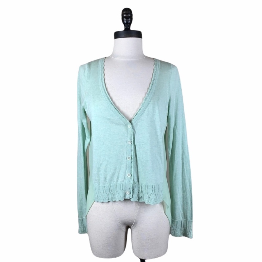 Kitted & Knotted sea foam green cardigan sweater